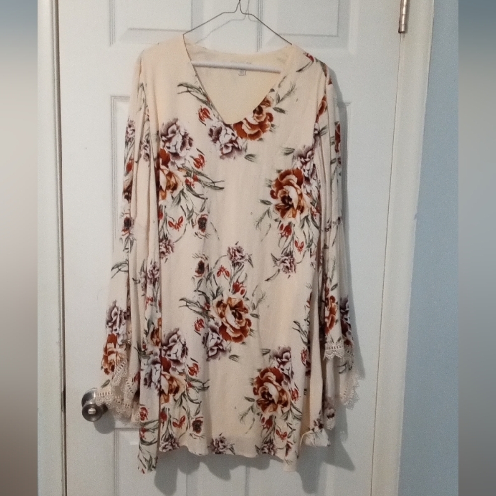 Cato Floral Mini Dress - Cream and Red